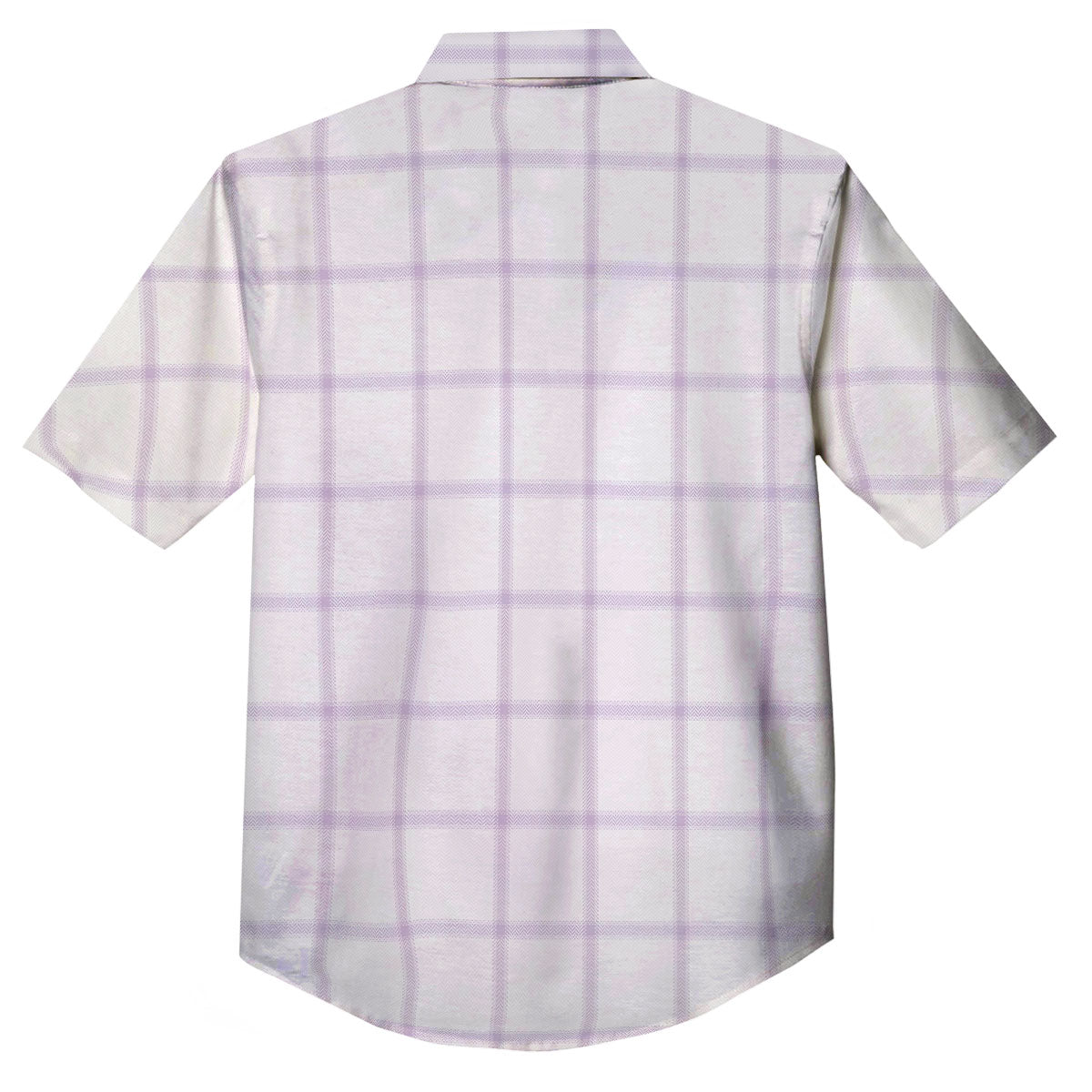 Tattersall White And Purple Print Pattern Button Up Shirt-grizzshop