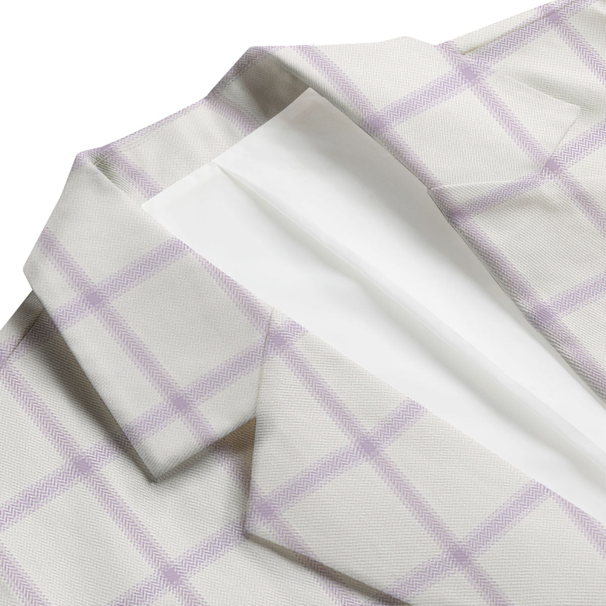 Tattersall White And Purple Print Pattern Men's Blazer-grizzshop