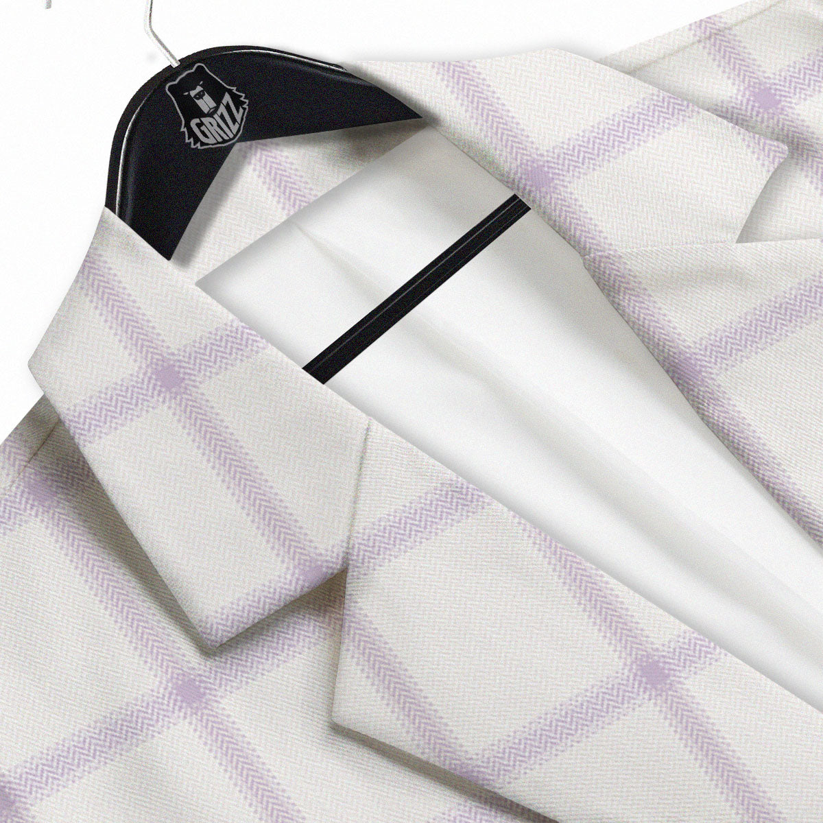 Tattersall White And Purple Print Pattern Men's Sport Coat-grizzshop