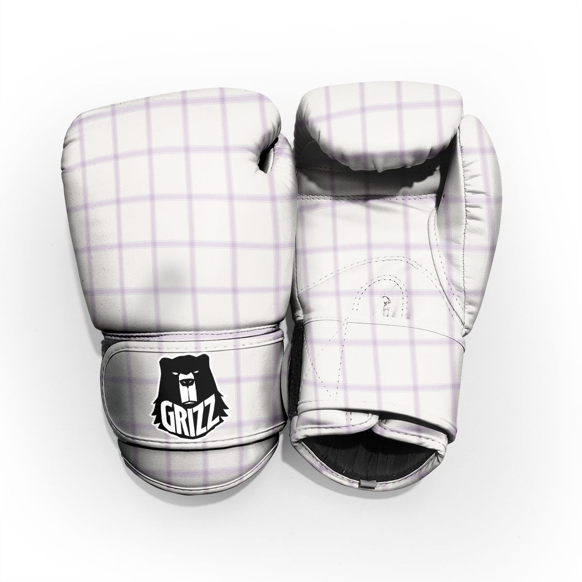 Tattersall White And Purple Print Pattern Pro Boxing Glove