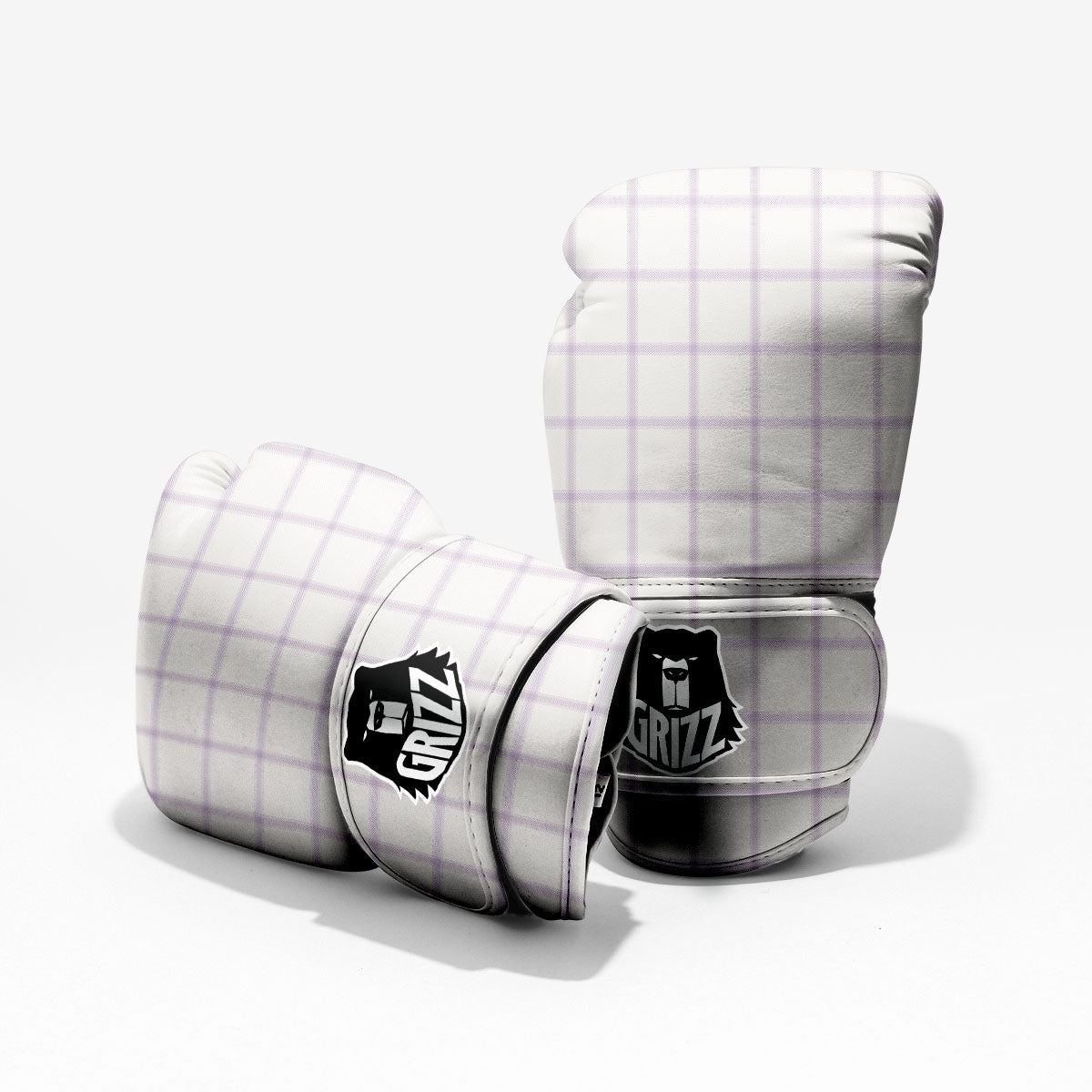 Tattersall White And Purple Print Pattern Pro Boxing Glove