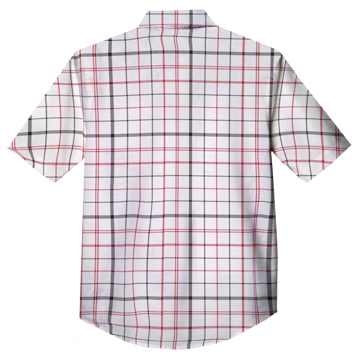 Tattersall White And Red Print Pattern Button Up Shirt-grizzshop