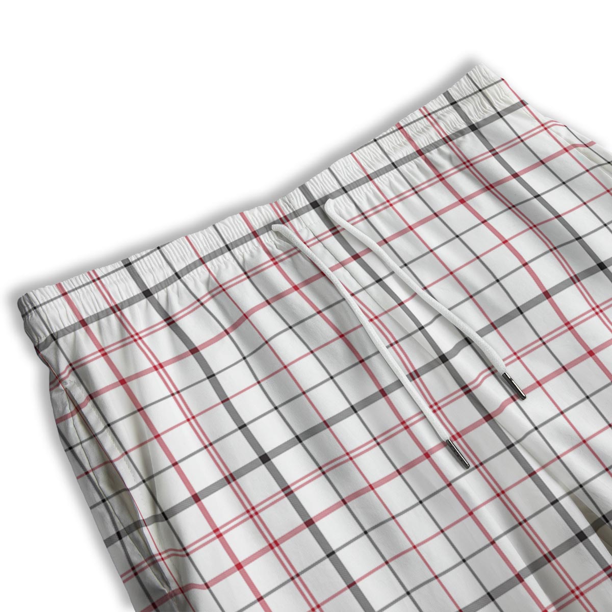 Tattersall White And Red Print Pattern Men's Athletic Shorts