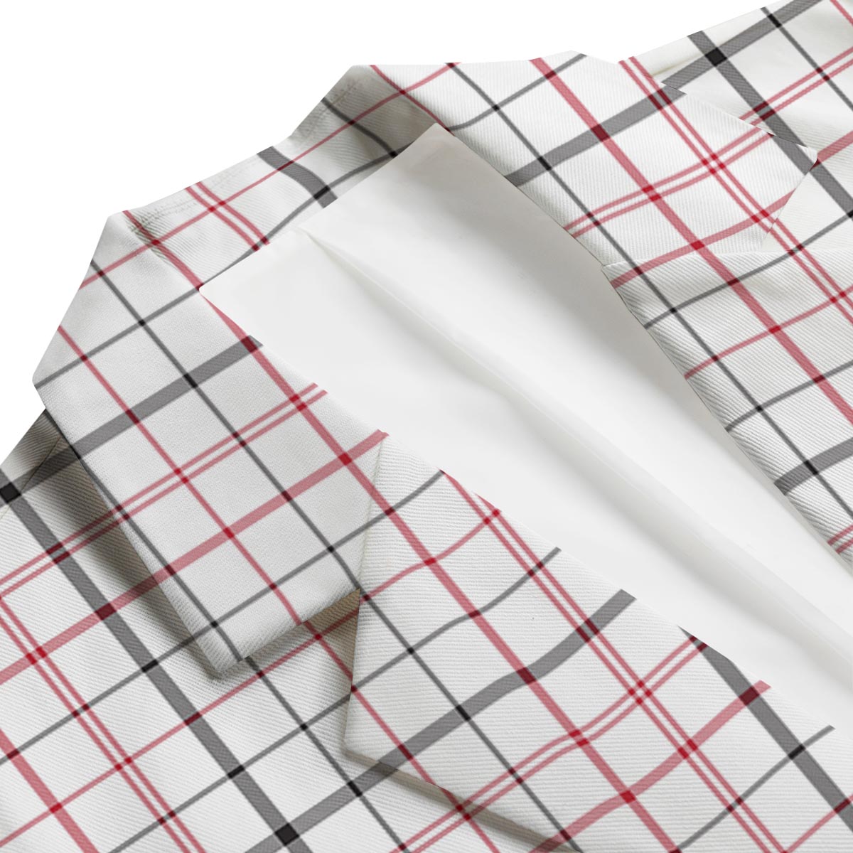 Tattersall White And Red Print Pattern Men's Blazer-grizzshop