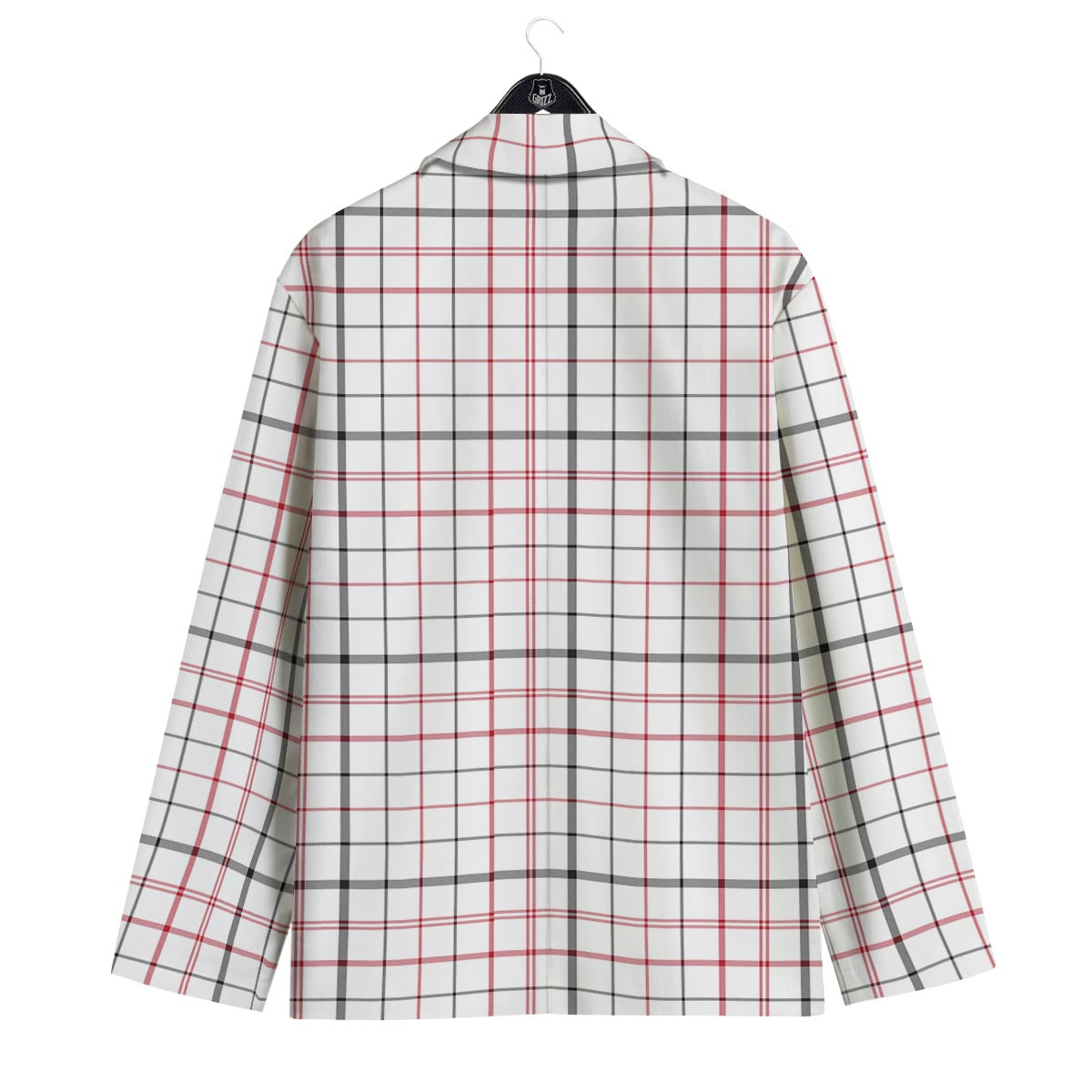 Tattersall White And Red Print Pattern Men's Sport Coat-grizzshop