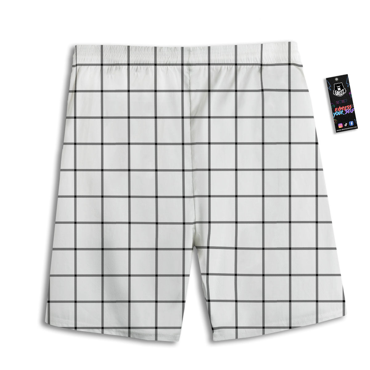 Tattersall White Print Pattern Men's Athletic Shorts
