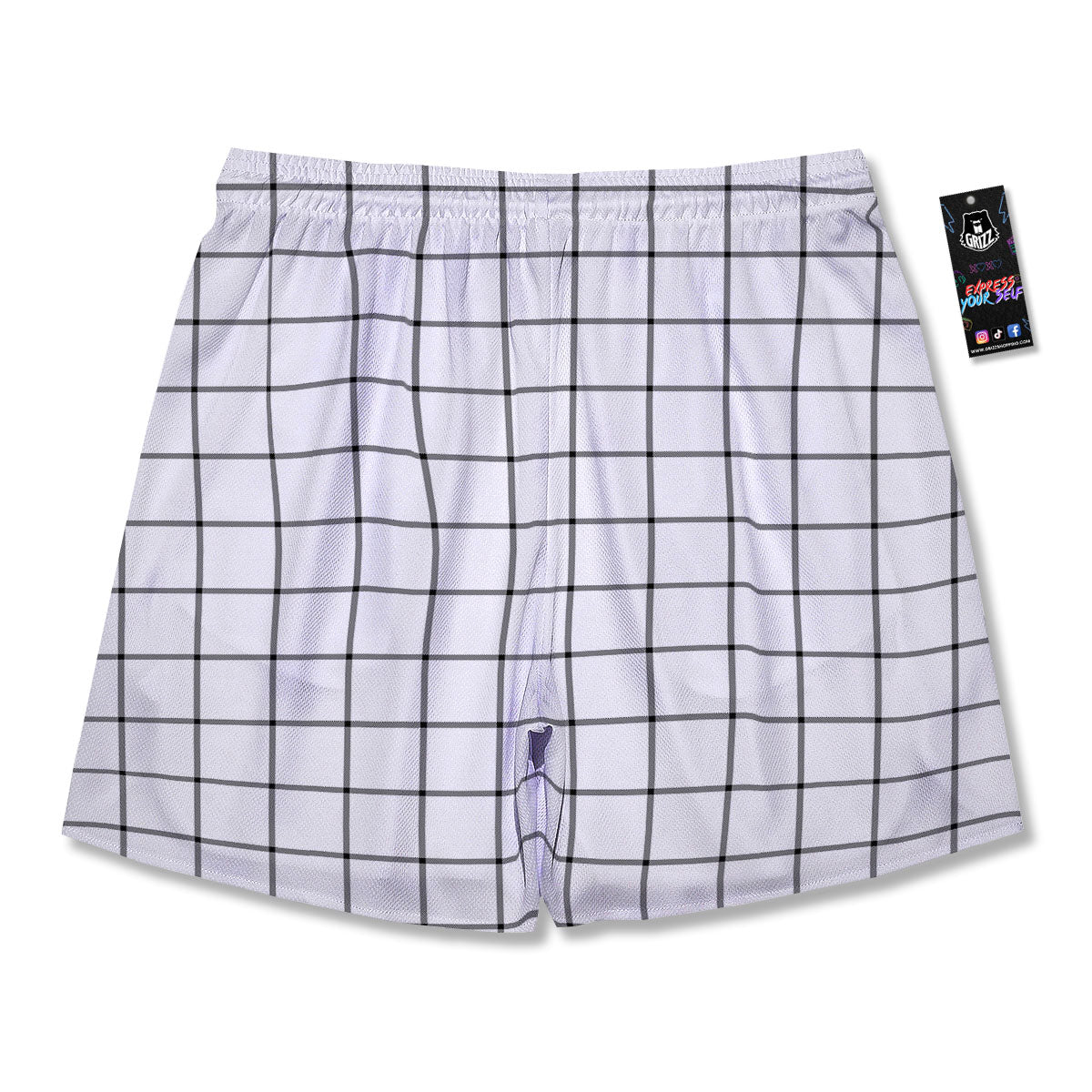 Tattersall White Print Pattern Men's Running Shorts-grizzshop