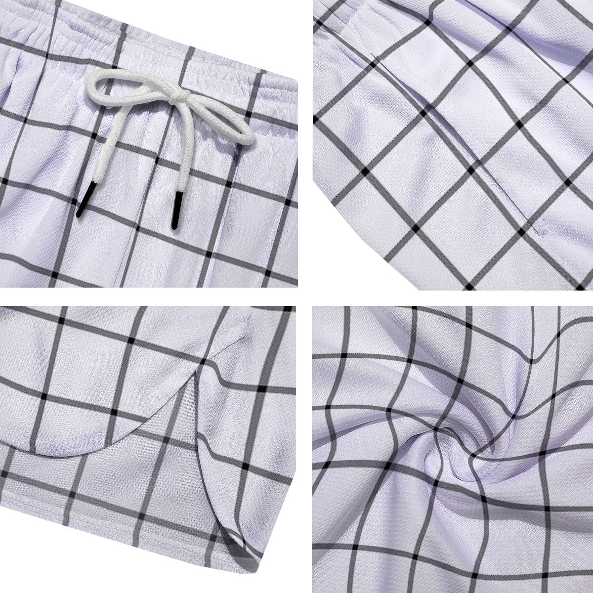 Tattersall White Print Pattern Men's Running Shorts-grizzshop