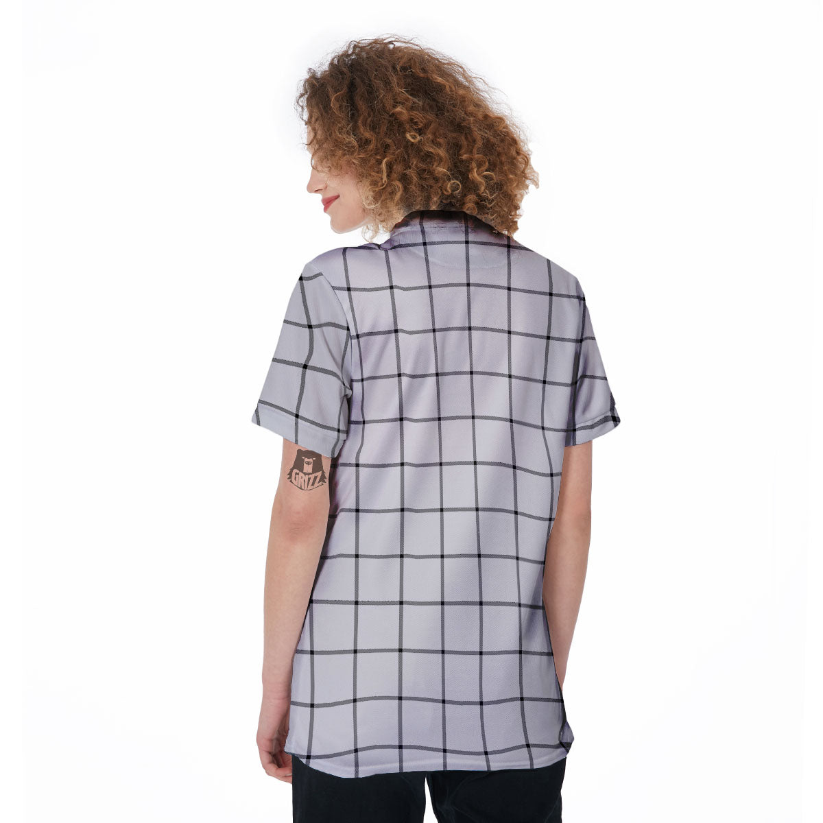Tattersall White Print Pattern Women's Golf Shirts-grizzshop