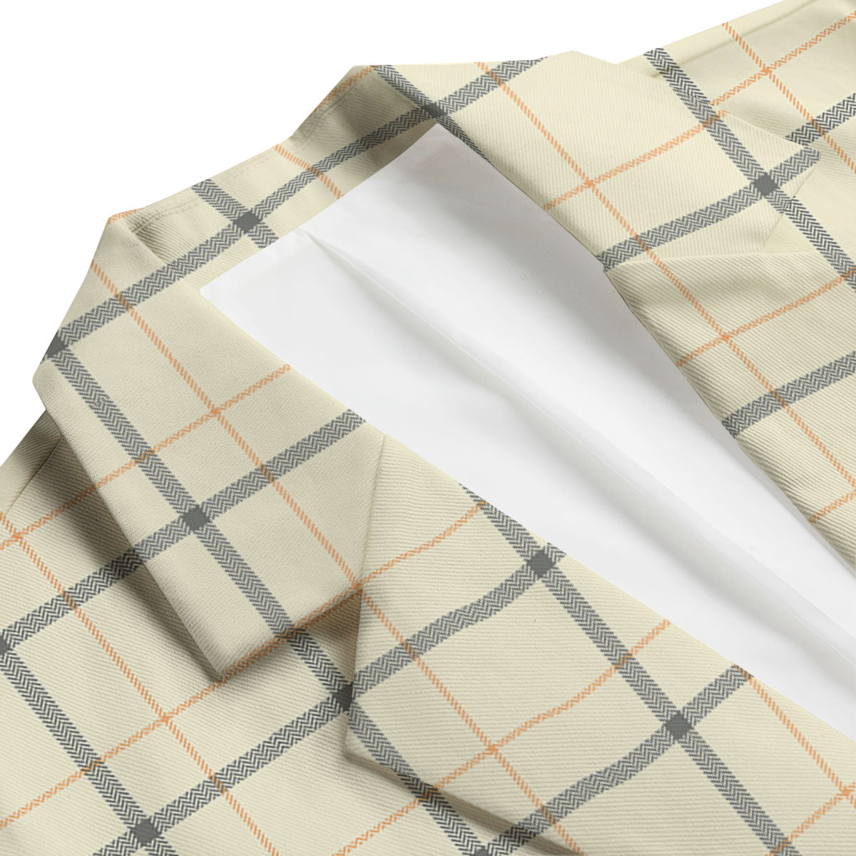 Tattersall Yellow And Beige Print Pattern Men's Blazer-grizzshop
