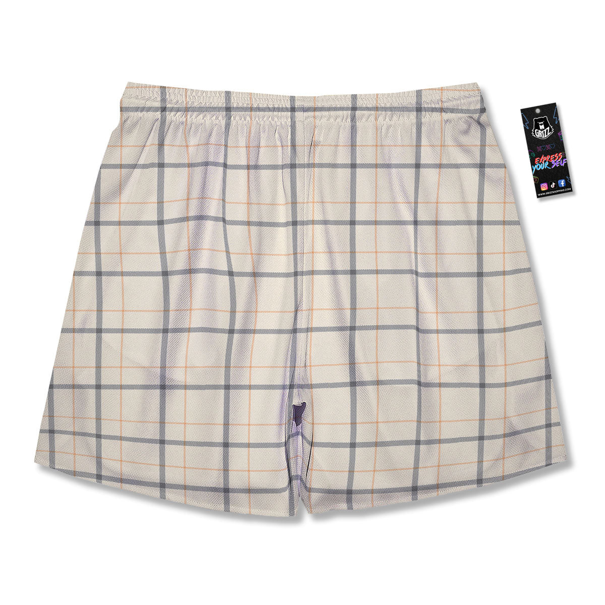 Tattersall Yellow And Beige Print Pattern Men's Running Shorts-grizzshop