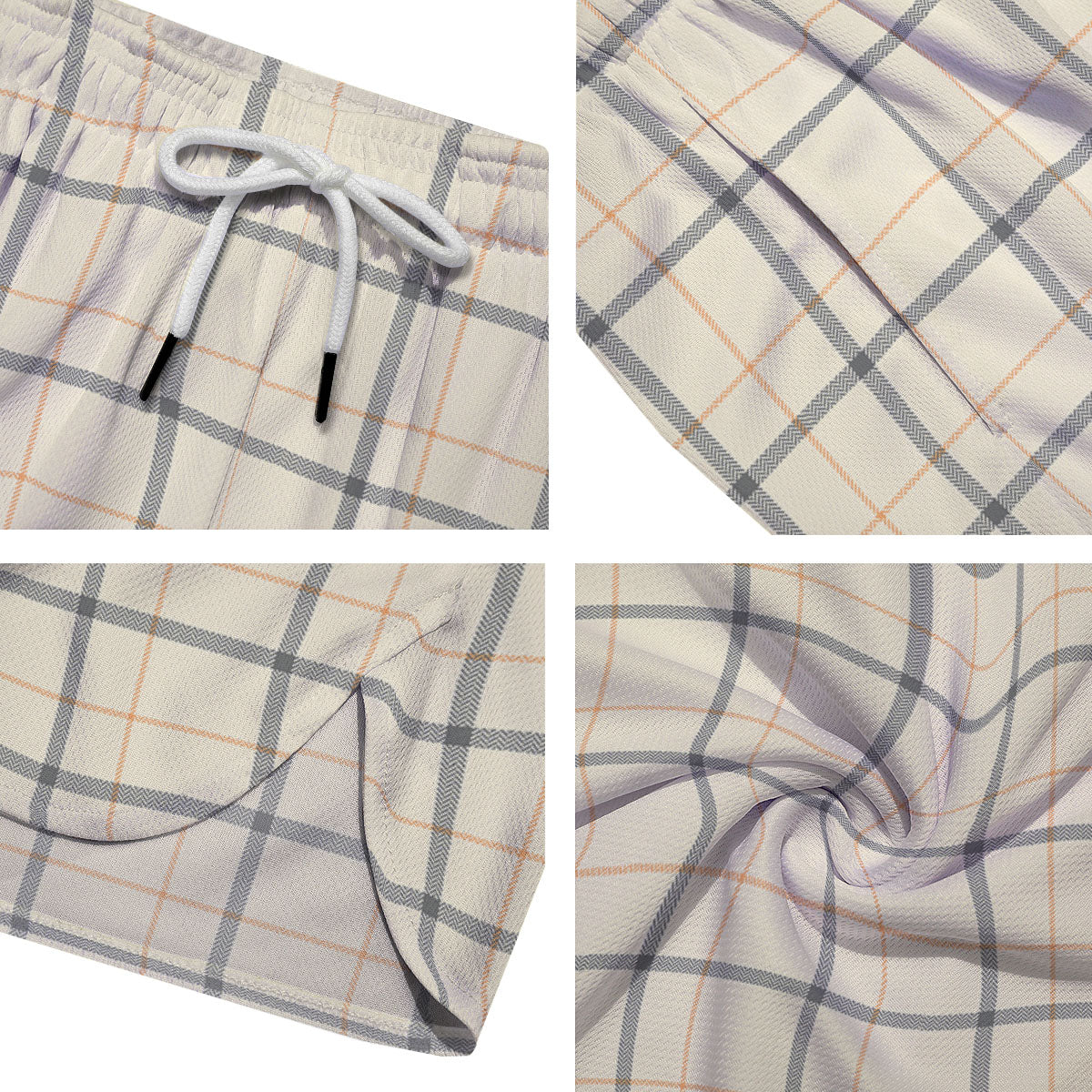 Tattersall Yellow And Beige Print Pattern Men's Running Shorts-grizzshop