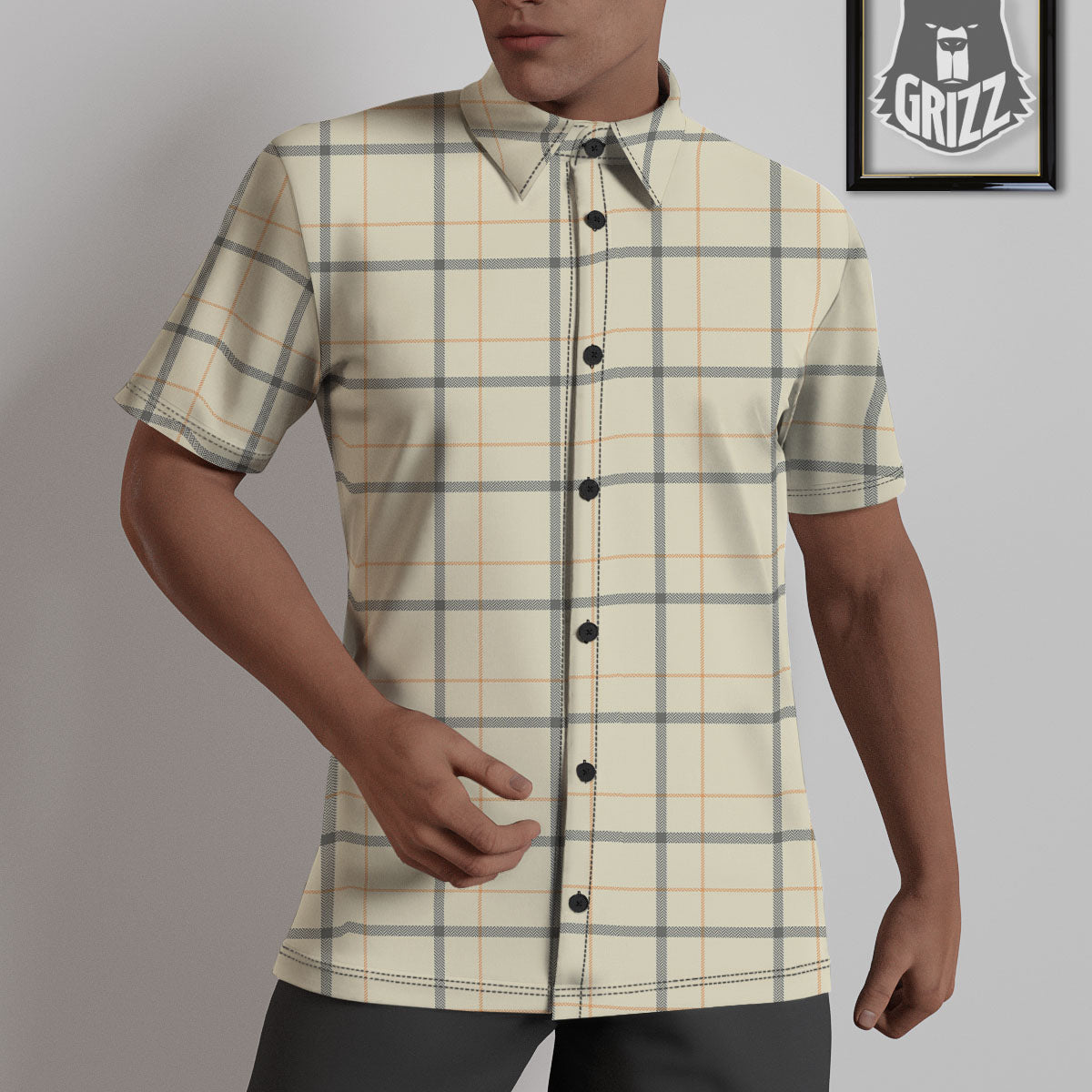 Tattersall Yellow And Beige Print Pattern Untucked Shirts-grizzshop