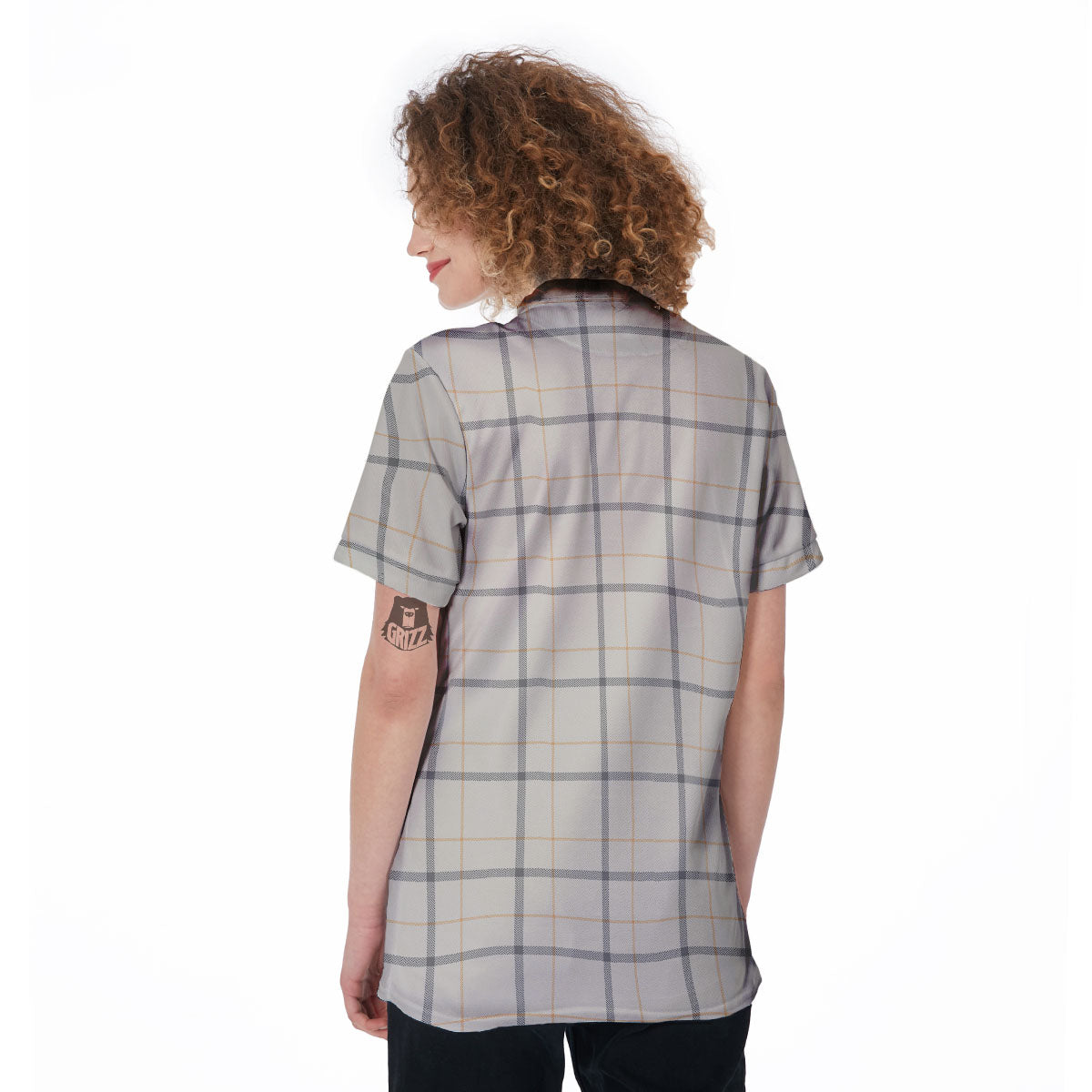 Tattersall Yellow And Beige Print Pattern Women's Golf Shirts-grizzshop