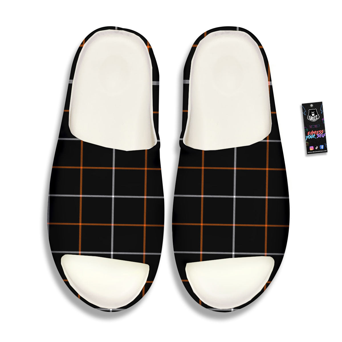 Tattersall Black Halloween Print Pattern Sandals-grizzshop