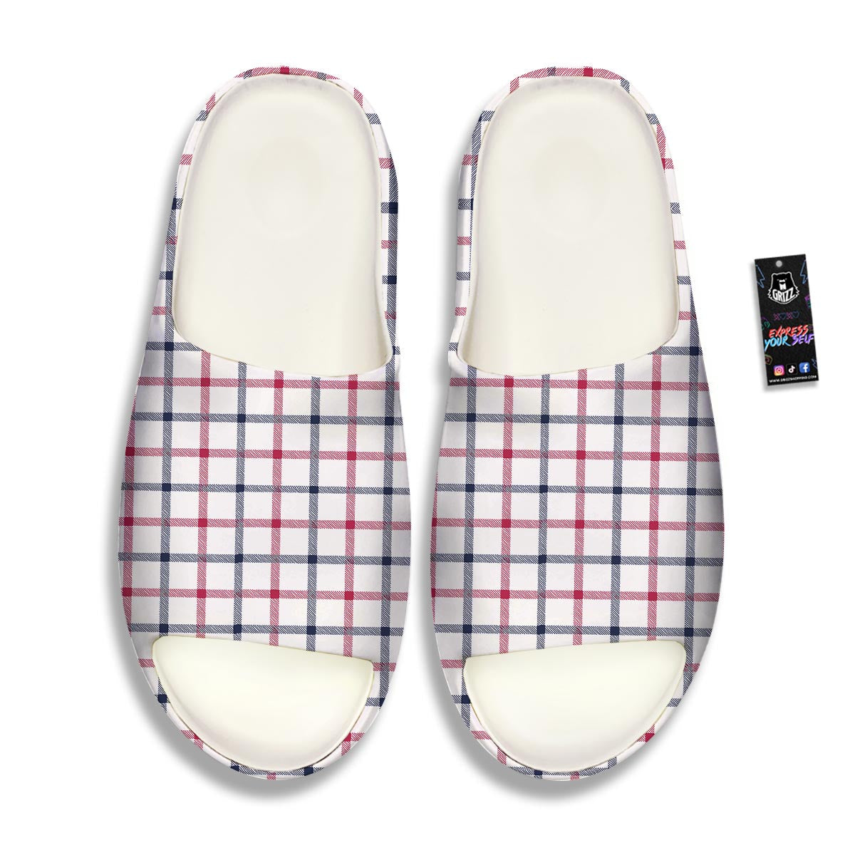 Tattersall Blue And Red Print Pattern Sandals-grizzshop