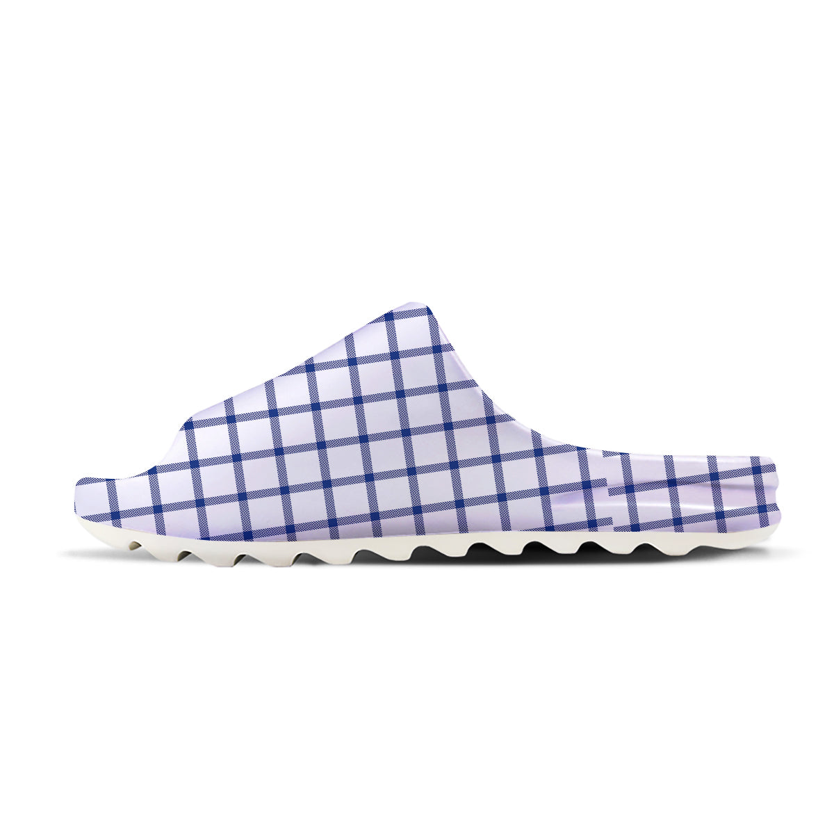 Tattersall Blue And White Print Pattern Sandals-grizzshop