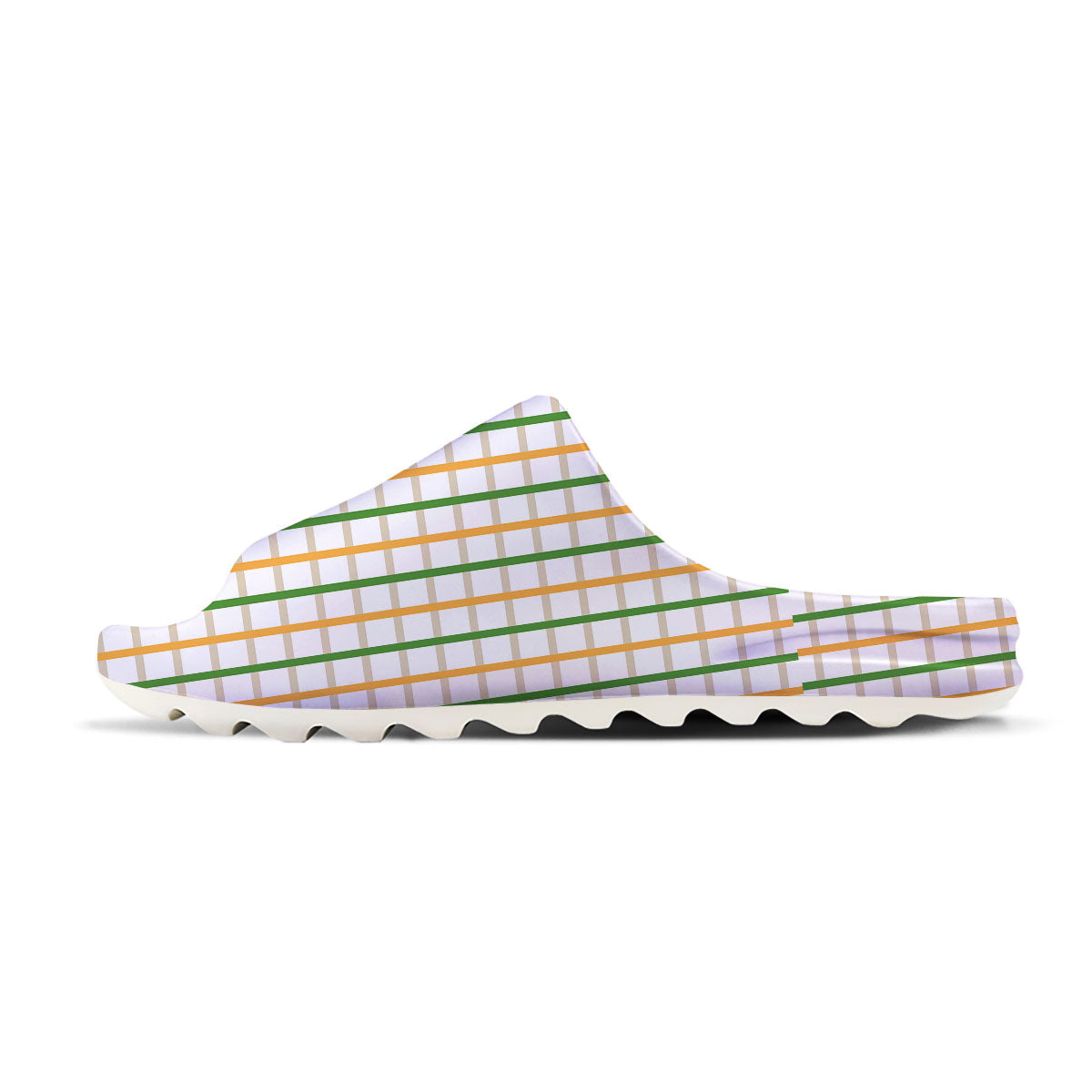 Tattersall Orange And Green Line Print Sandals-grizzshop