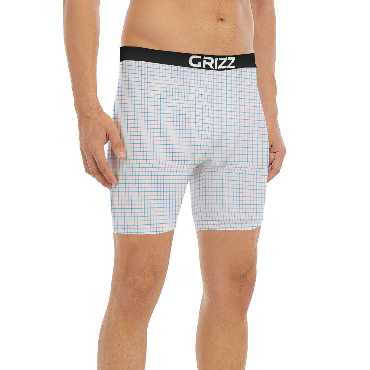 Tattersall Purple And Blue Line Print Pattern Boxer Briefs