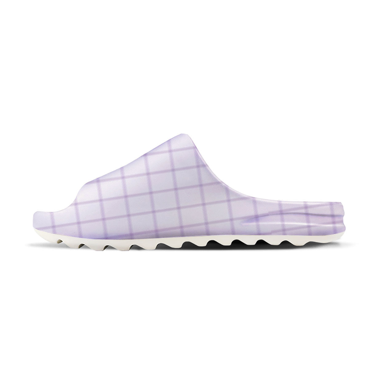 Tattersall White And Purple Print Pattern Sandals-grizzshop