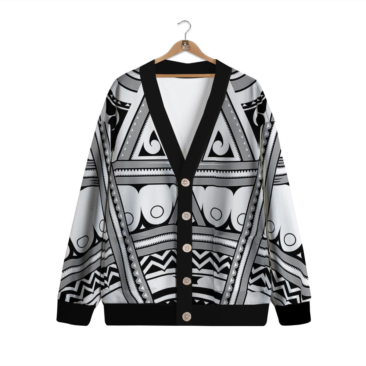 Tatto Polynesian Tribal Maori Print Cardigan-grizzshop