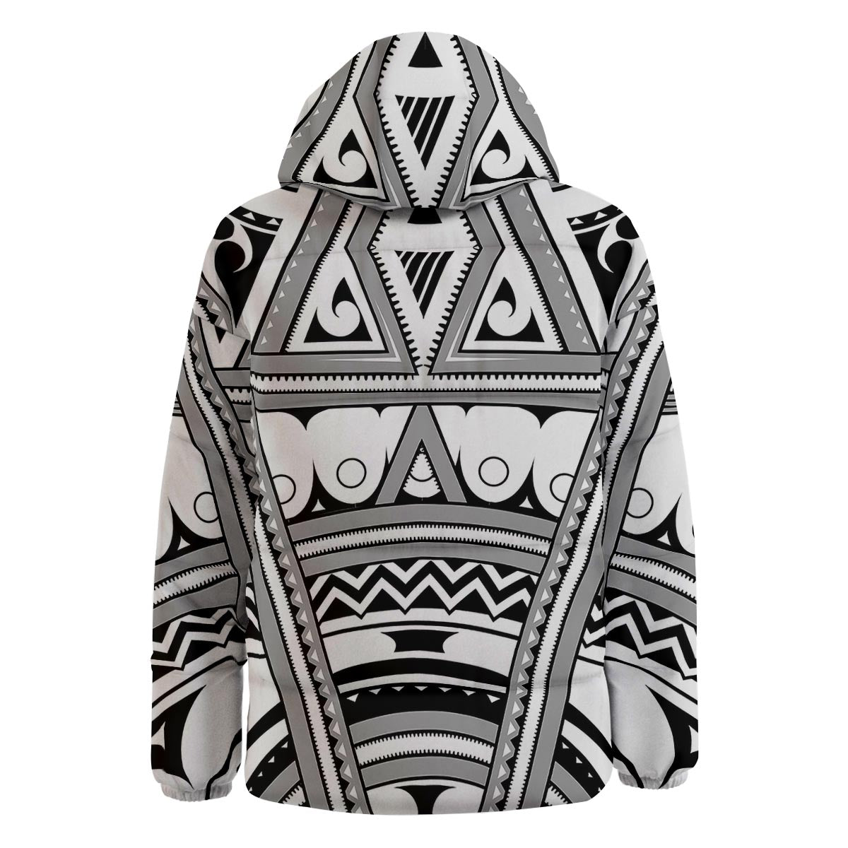 Tatto Polynesian Tribal Maori Print Down Jacket-grizzshop