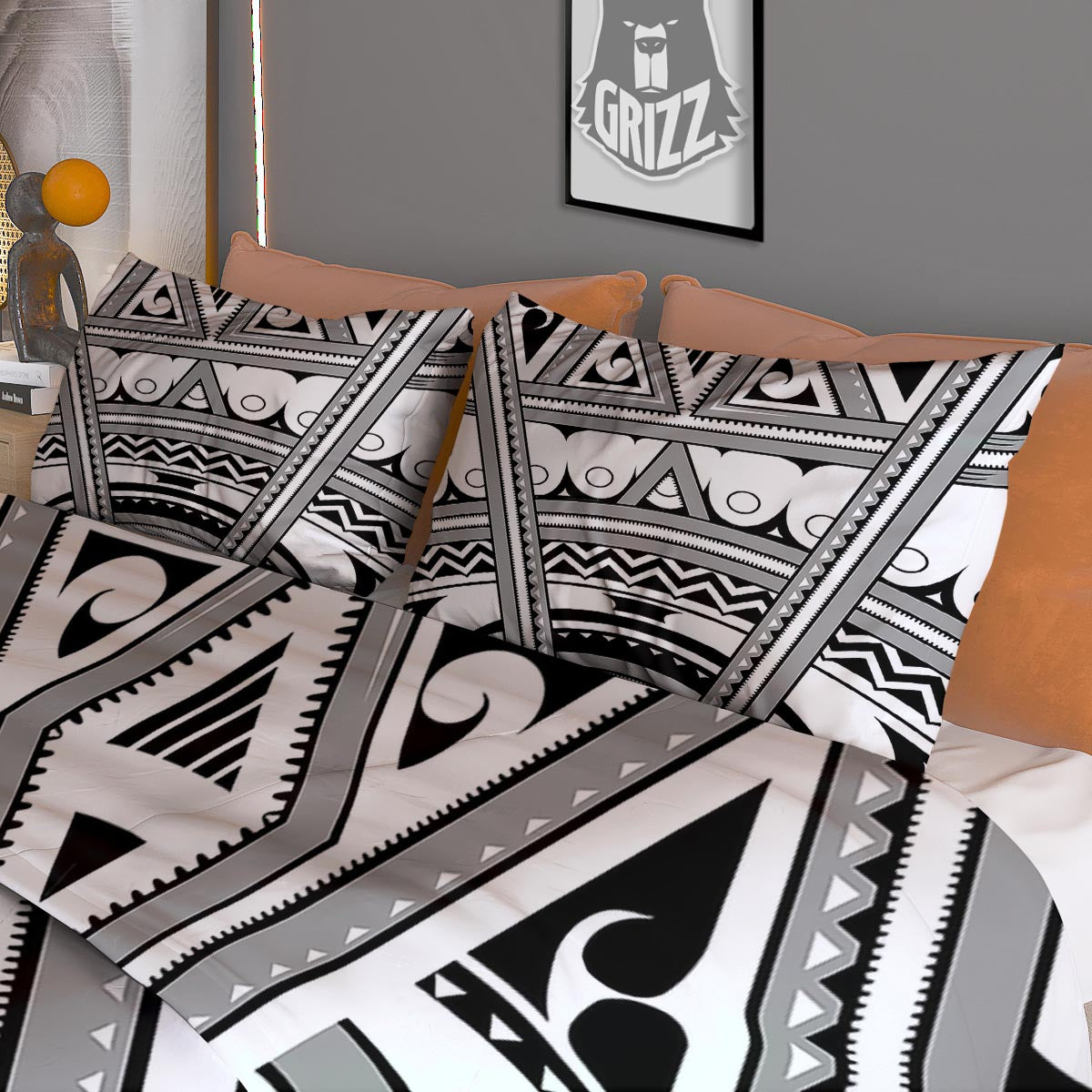 Tatto Polynesian Tribal Maori Print Duvet Cover Bedding Set