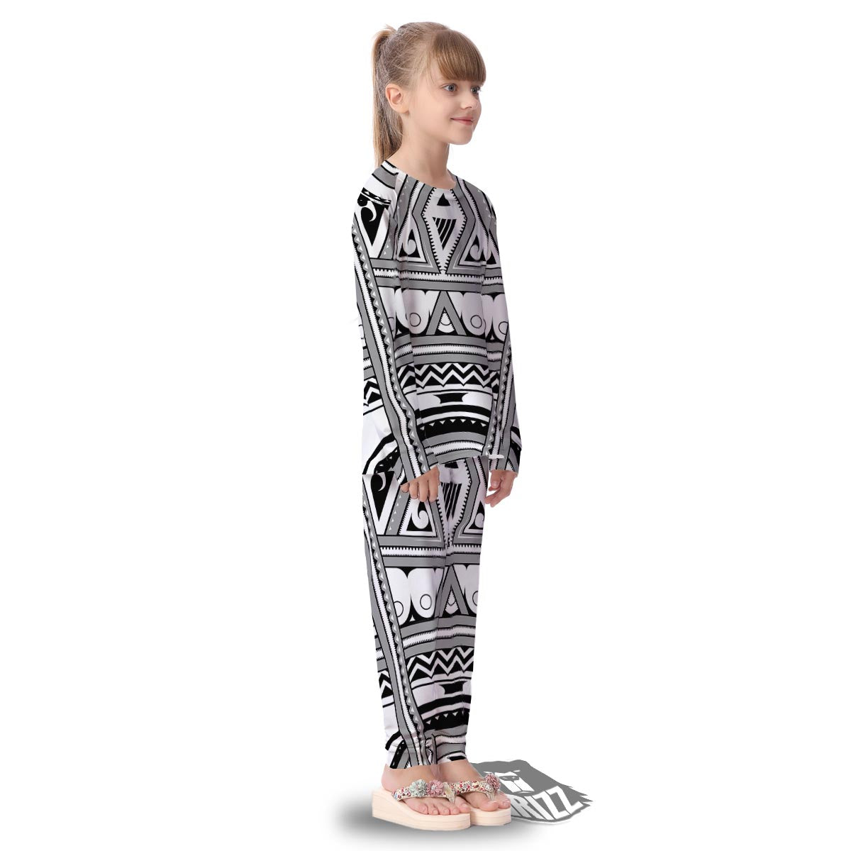 Tatto Polynesian Tribal Maori Print Kid's Pajamas-grizzshop