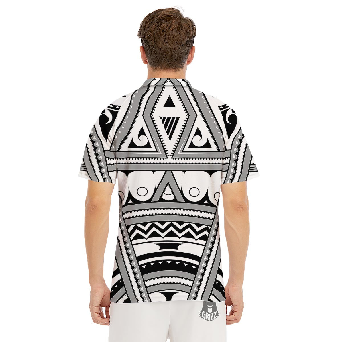 Tatto Polynesian Tribal Maori Print Men's Golf Shirts-grizzshop