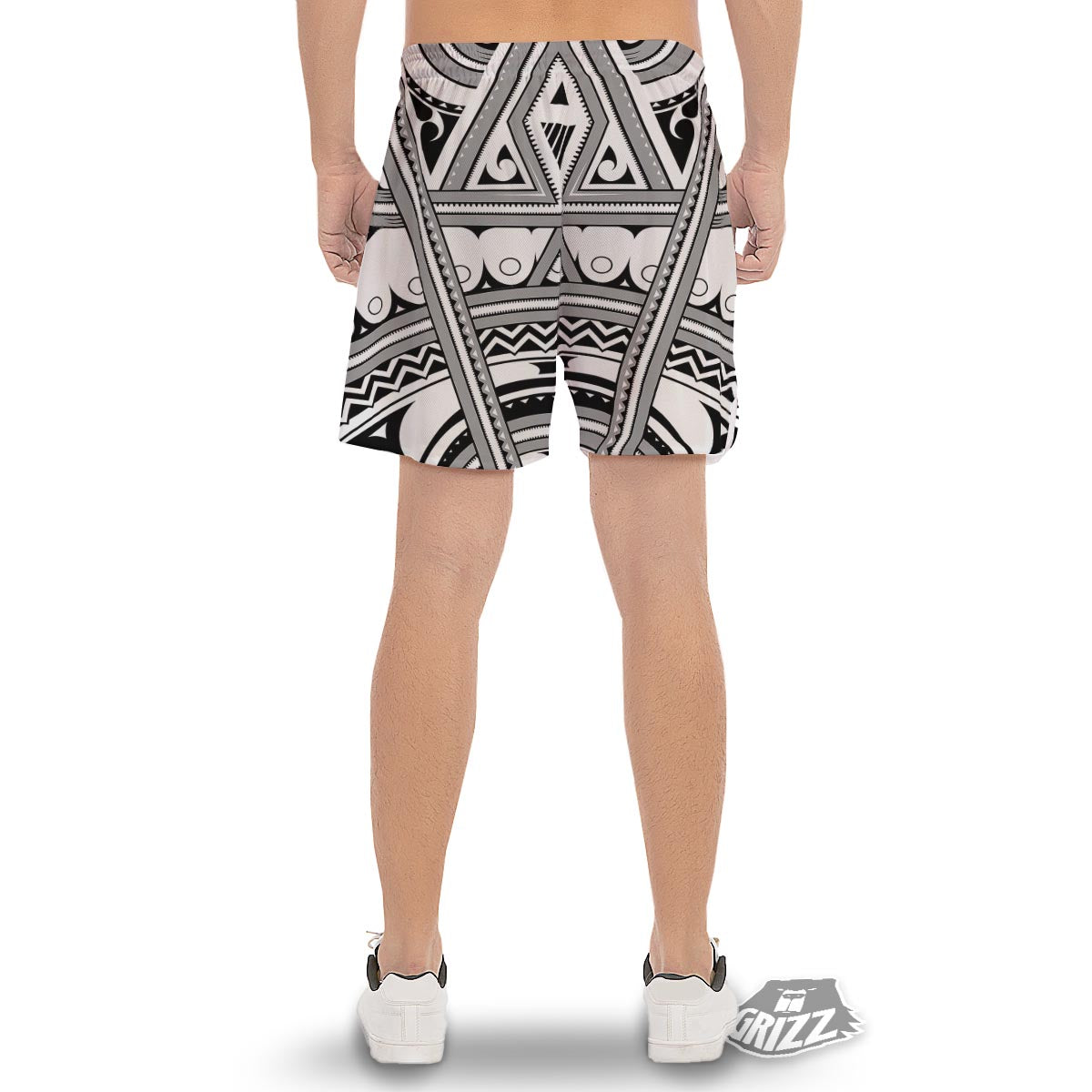 Tatto Polynesian Tribal Maori Print Men's Gym Shorts-grizzshop