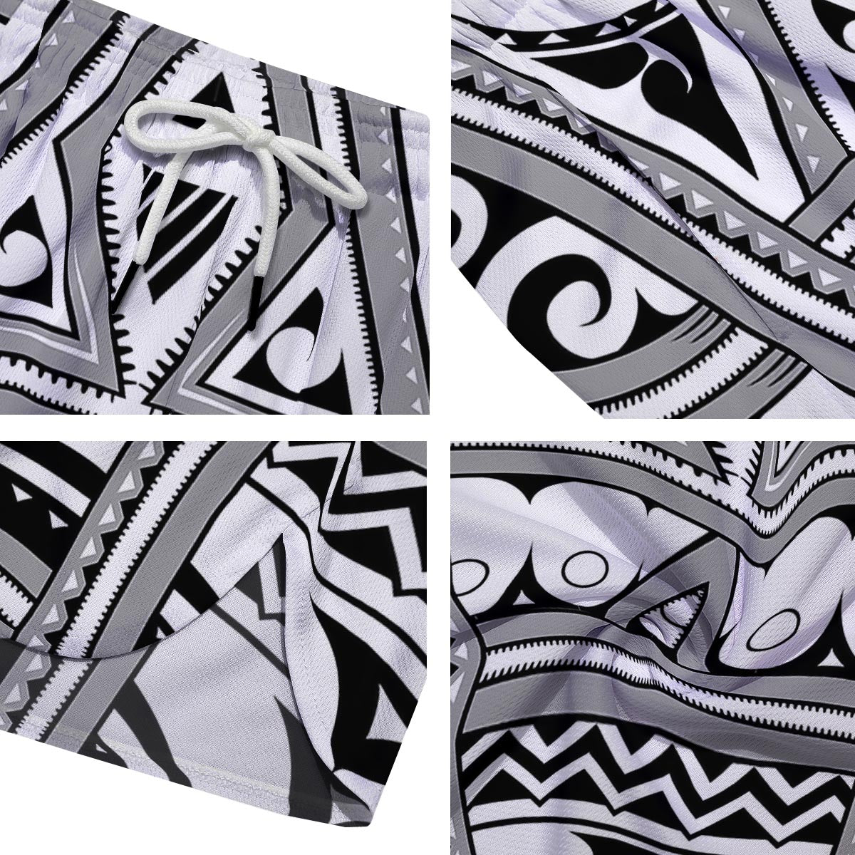 Tatto Polynesian Tribal Maori Print Men's Running Shorts-grizzshop