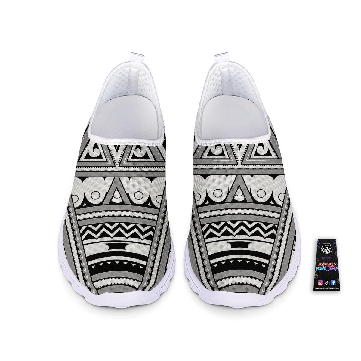 Tatto Polynesian Tribal Maori Print Nurse Shoes-grizzshop