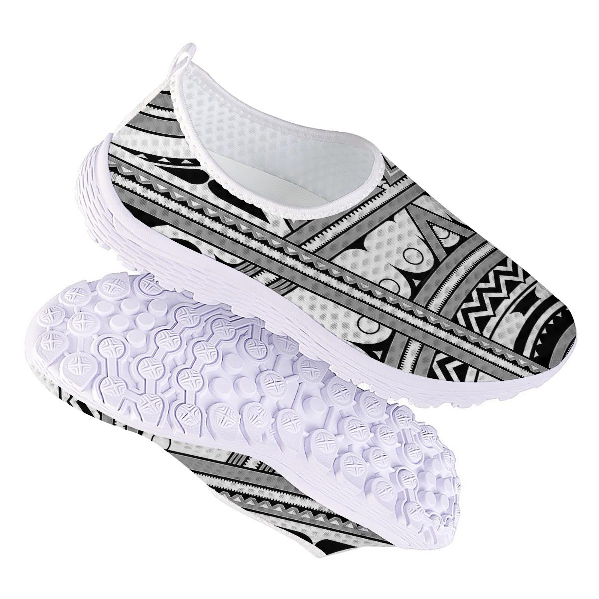 Tatto Polynesian Tribal Maori Print Nurse Shoes-grizzshop