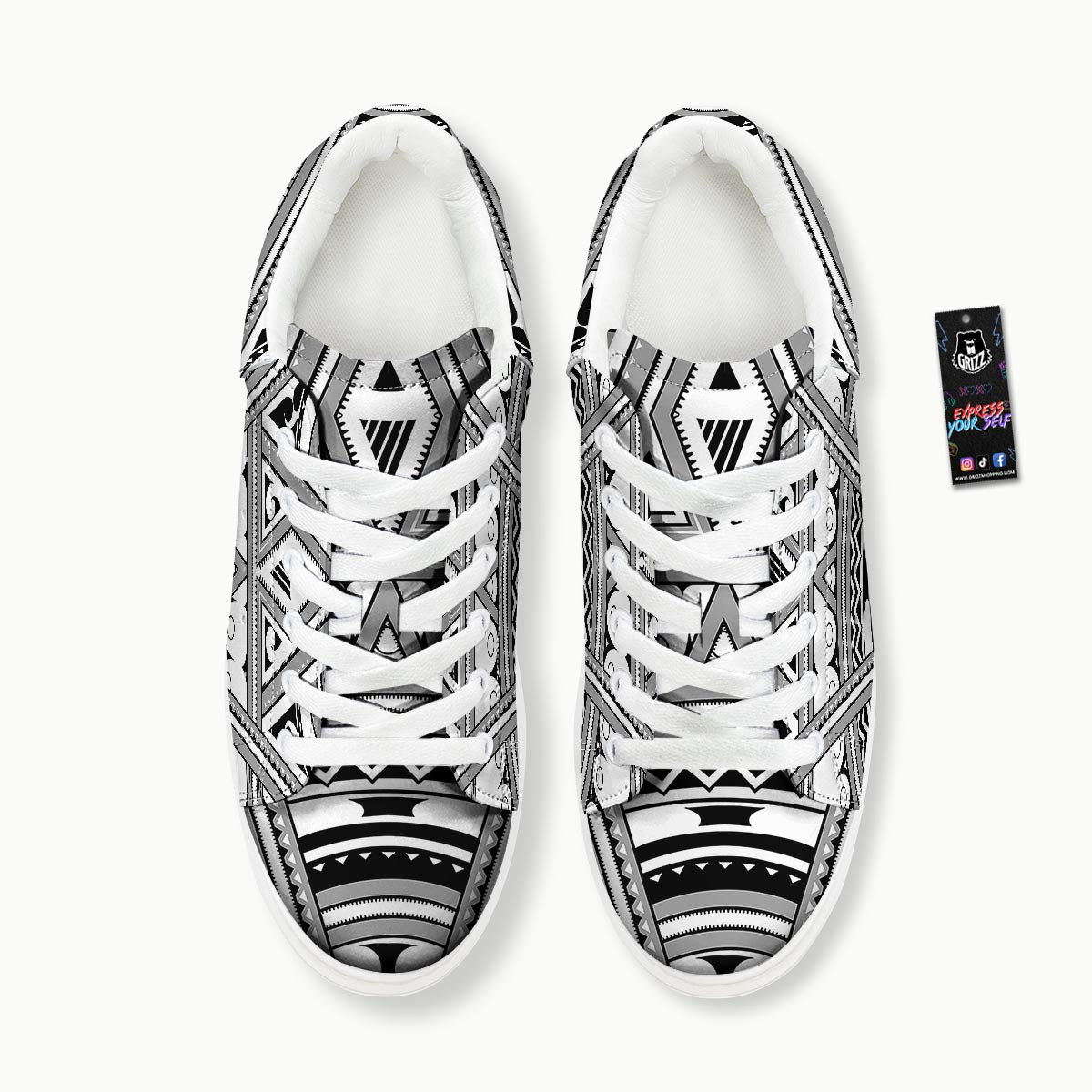 Tatto Polynesian Tribal Maori Print Platform Shoes-grizzshop