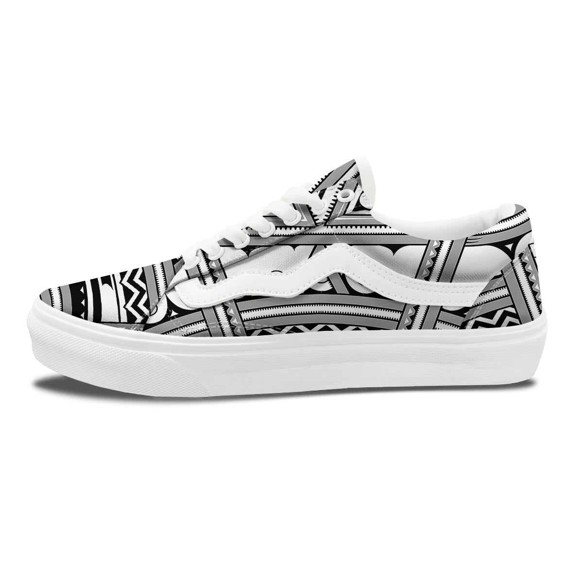 Tatto Polynesian Tribal Maori Print Skate Shoes-grizzshop