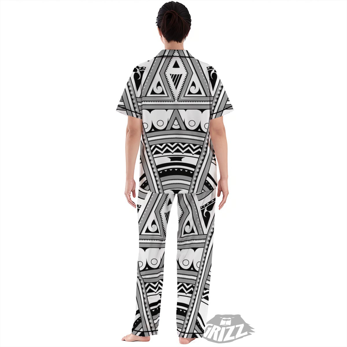 Tatto Polynesian Tribal Maori Print Women's Pajamas Set-grizzshop