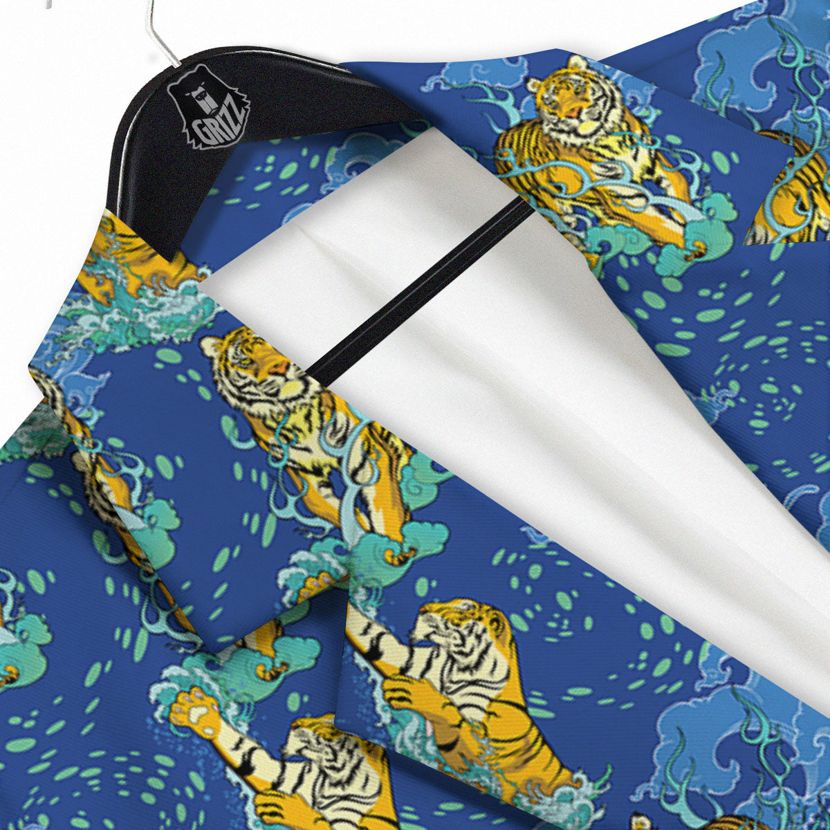 Tattoo Blue Tiger Print Pattern Men's Sport Coat-grizzshop