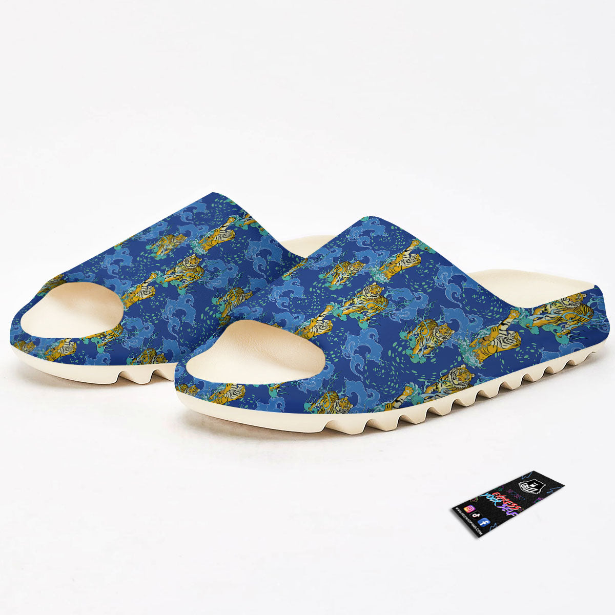Tattoo Blue Tiger Print Pattern Sandals-grizzshop