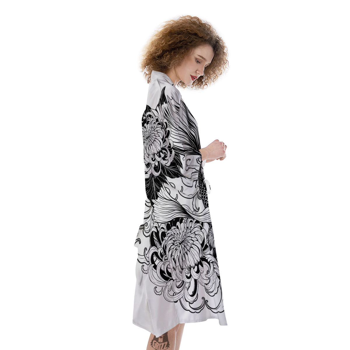 Tattoo Japanese Elemental Print Kimono-grizzshop