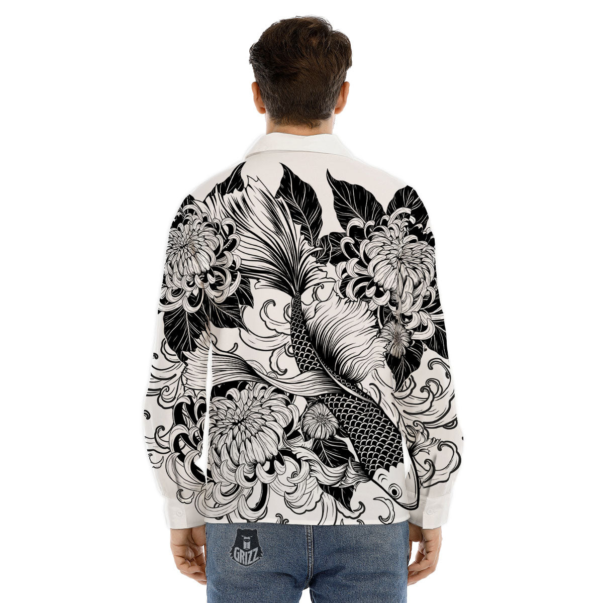 Tattoo Japanese Elemental Print Men's Dress Shirts-grizzshop