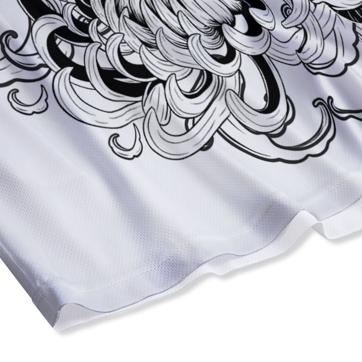 Tattoo Japanese Elemental Print Mesh Shorts
