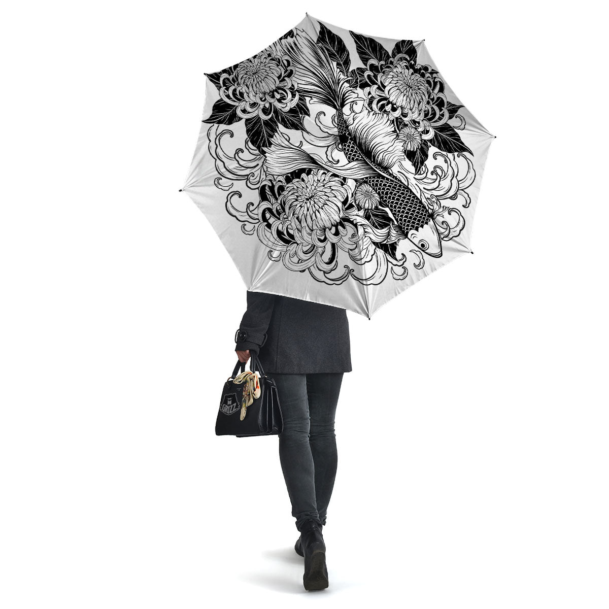 Tattoo Japanese Elemental Print Umbrella-grizzshop