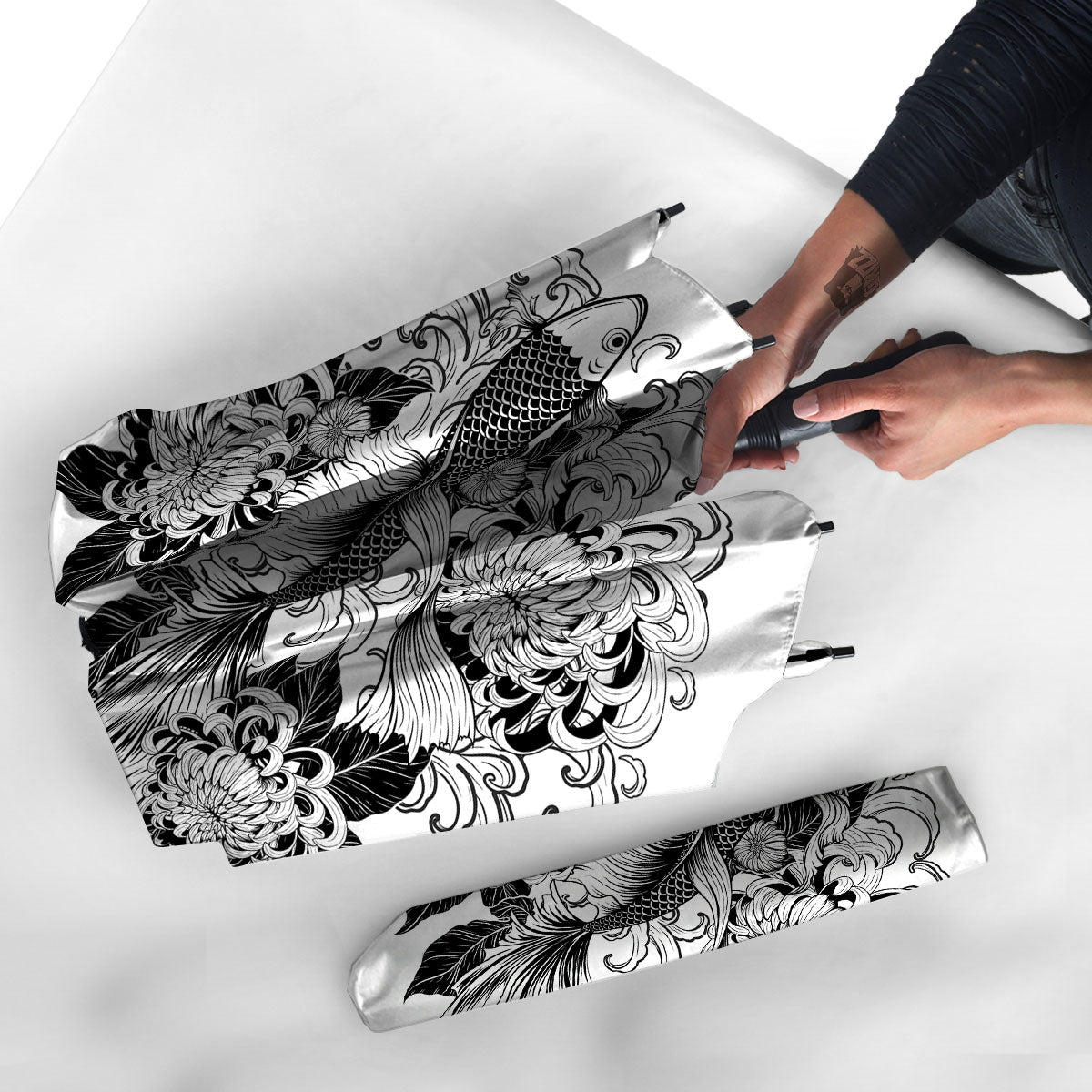 Tattoo Japanese Elemental Print Umbrella-grizzshop