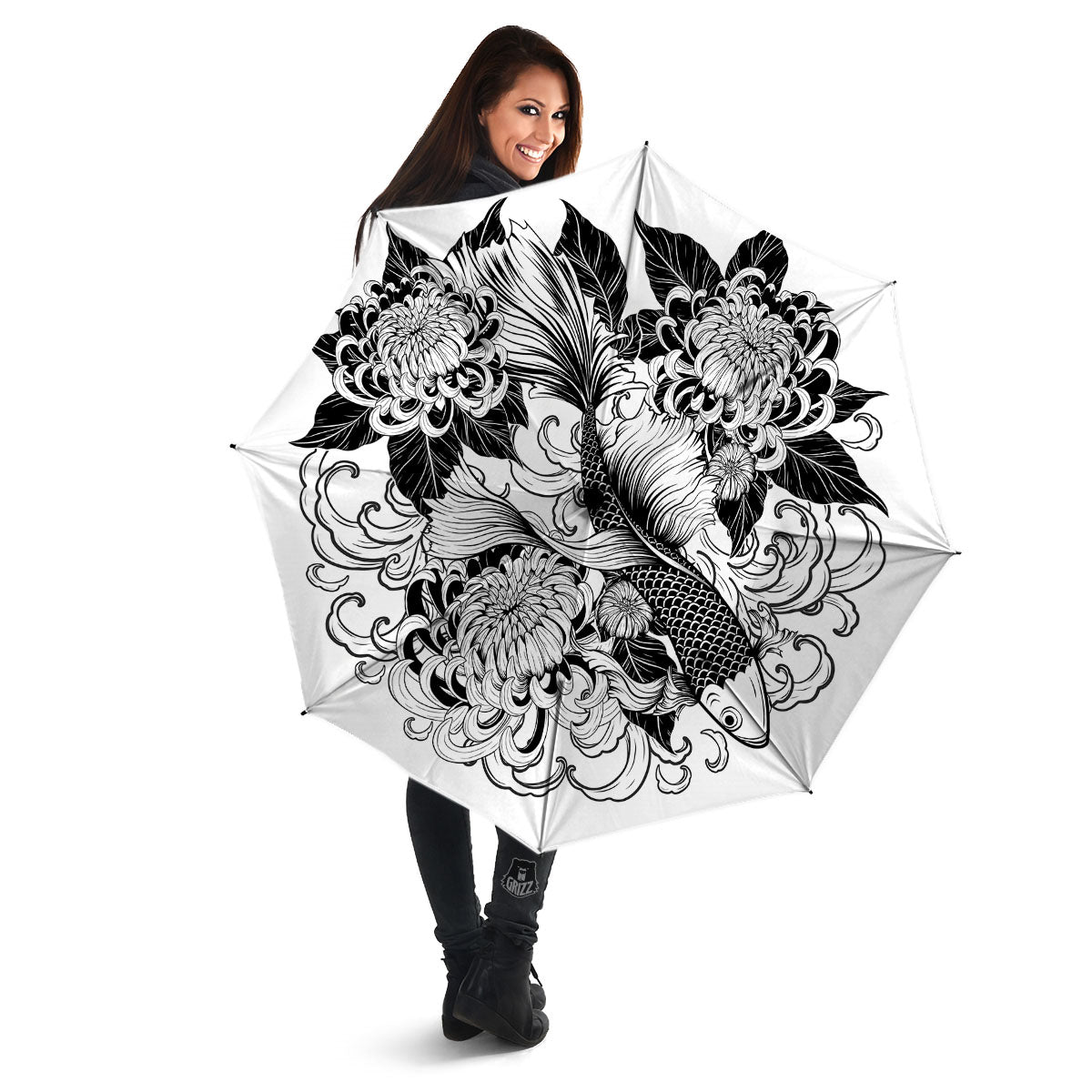 Tattoo Japanese Elemental Print Umbrella-grizzshop