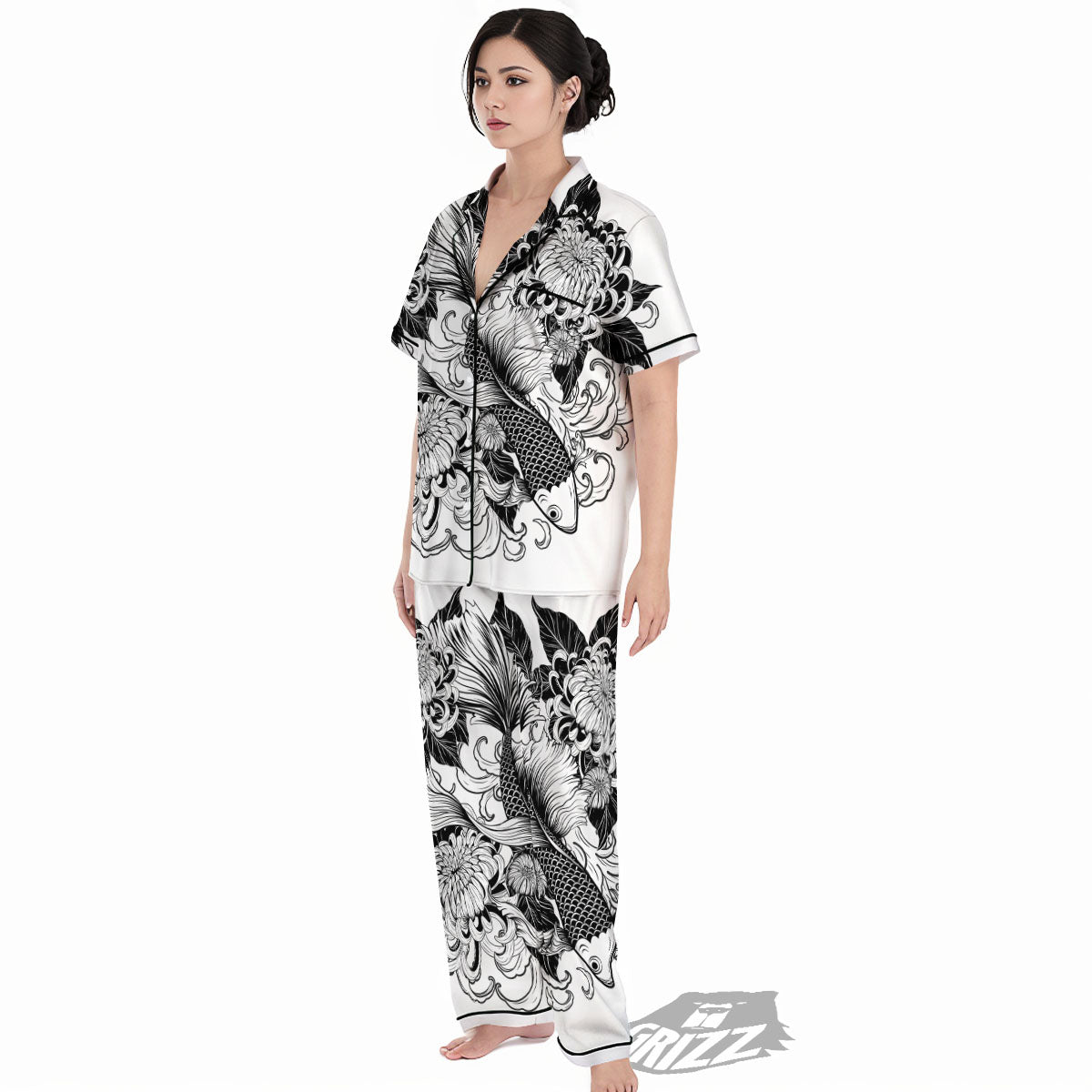 Tattoo Japanese Elemental Print Women's Pajamas Set-grizzshop