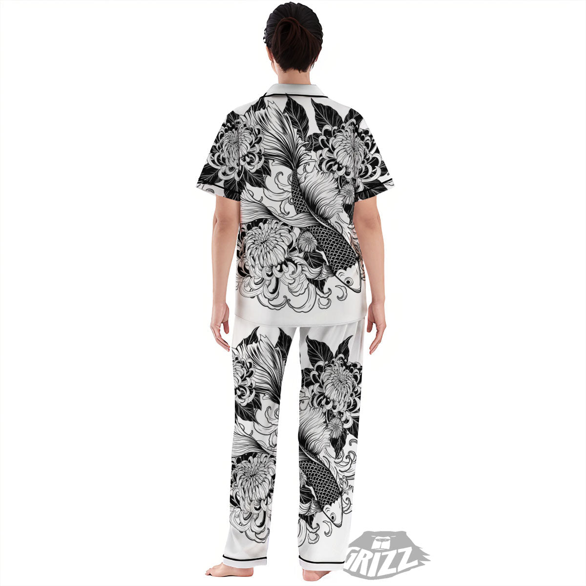 Tattoo Japanese Elemental Print Women's Pajamas Set-grizzshop