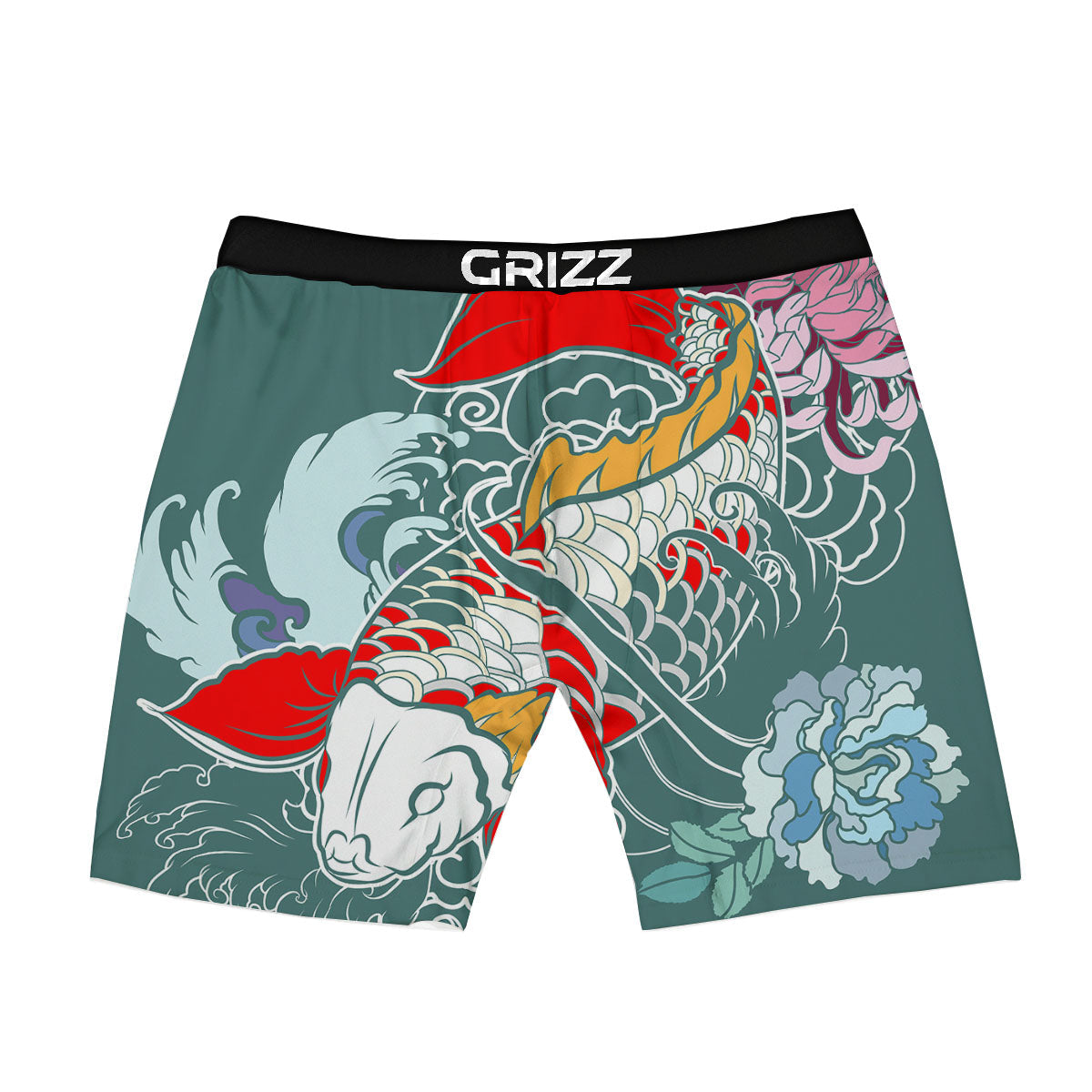 Tattoo Japanese Koi And Flower Print Boxer Briefs-grizzshop