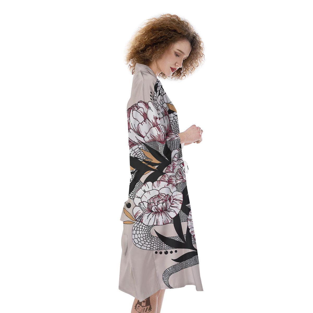 Tattoo Japanese Snake Print Kimono-grizzshop