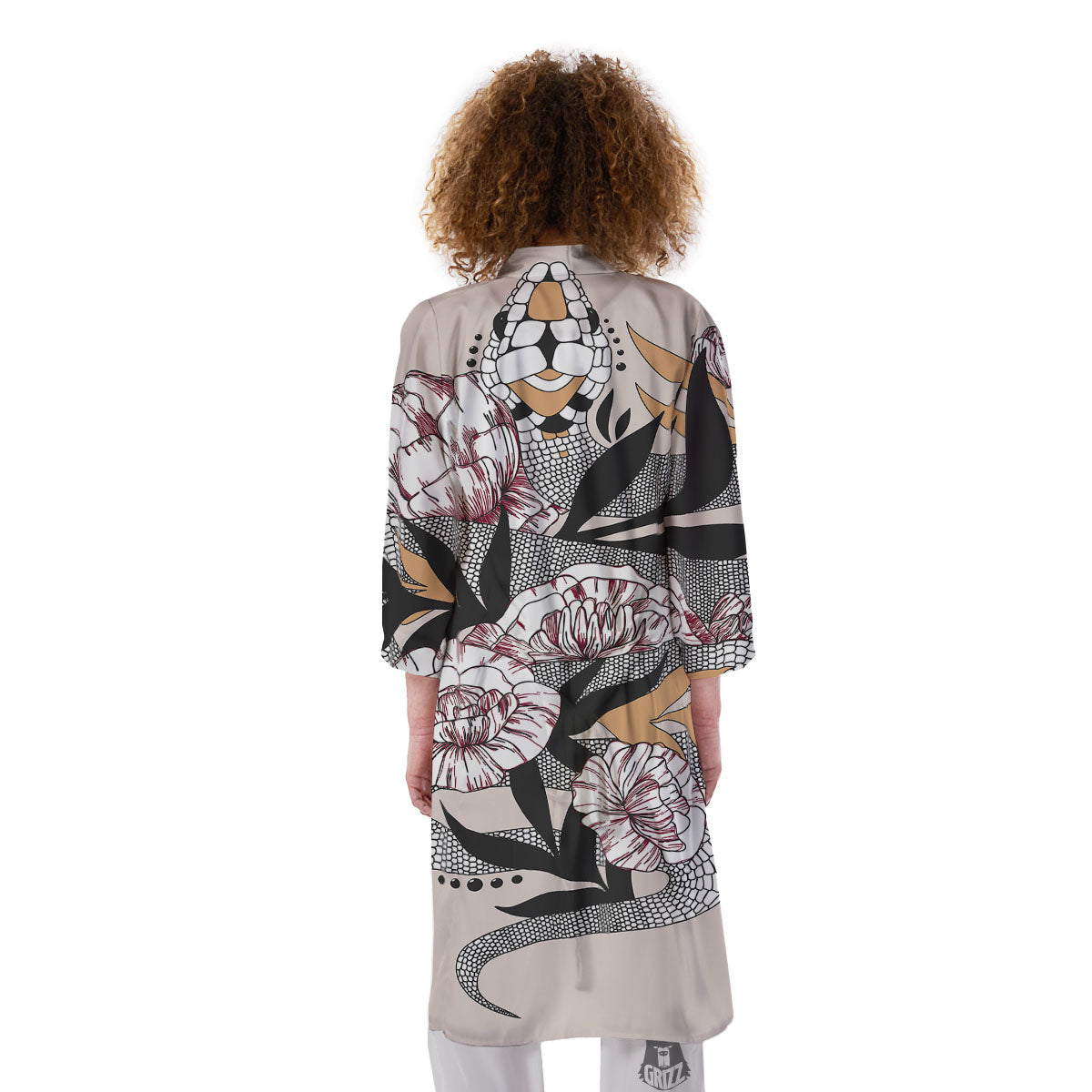 Tattoo Japanese Snake Print Kimono-grizzshop