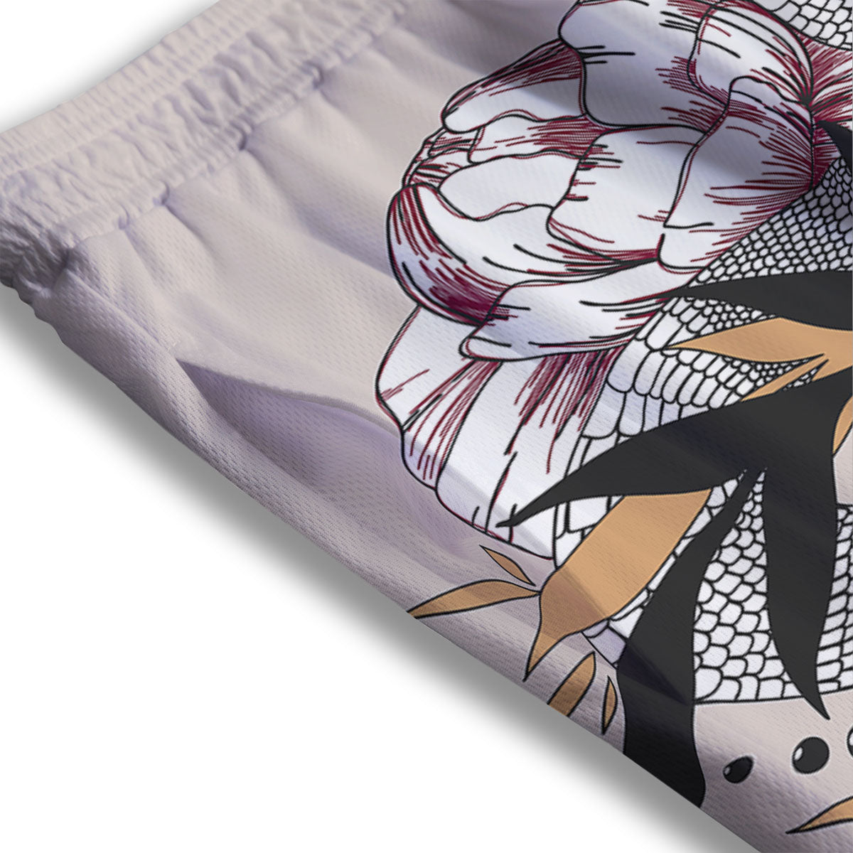 Tattoo Japanese Snake Print Mesh Shorts